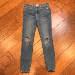 Free People Light Wash Distressed Denim Skinny Jeans